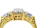 Yellow gold Three-Stone Emerald Cut Cut Milgrain Band Prong Setting Ring_29