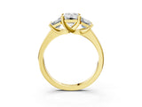 Yellow gold Three-Stone Emerald Cut Cut Solitaire Ring with Classic Prong Setting_6