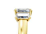 Yellow gold Three-Stone Emerald Cut Cut Solitaire Ring with Classic Prong Setting_8