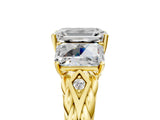 Yellow gold Three-Stone Emerald Cut Diamond Braided Band Ring with Four-Prong Setting_95