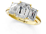 Yellow gold Three-Stone Emerald Cut Diamond Engagement Ring with Prong Setting on a White Gold Band_43