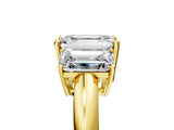 Yellow gold Three-Stone Emerald Cut Diamond Engagement Ring with Prong Setting on a White Gold Band_47