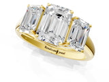 Yellow gold Three-Stone Emerald Cut Diamond Engagement Ring with Prong Setting_4