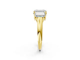 Yellow gold Three-Stone Emerald Cut Diamond Engagement Ring with Prong Setting_5