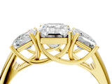 Yellow gold Three-Stone Emerald Cut Diamond Engagement Ring with Prong Setting_7