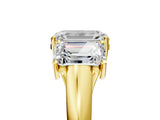 Yellow gold Three-Stone Emerald Cut Diamond Engagement Ring with Prong Setting_8