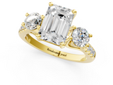 Yellow gold Three-Stone Emerald Cut Diamond Pavé Band with Four-Prong Setting_47