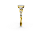 Yellow gold Three-Stone Emerald Cut Diamond Pavé Band with Four-Prong Setting_48