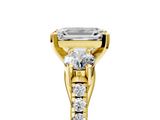 Yellow gold Three-Stone Emerald Cut Diamond Pavé Band with Four-Prong Setting_51
