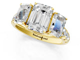 Yellow gold Three-Stone Emerald Cut Diamond Pavé Band with Prong Setting_4
