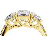 Yellow gold Three-Stone Emerald Cut Diamond Pavé Band with Prong Setting_7