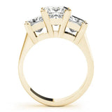 Yellow gold Three-Stone Emerald Cut Diamond Ring with Channel Set Band and Four-Prong Setting 2