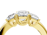 Yellow gold Three-Stone Emerald Cut Diamond Ring with Channel Set Band and Four-Prong Setting_23