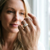 Yellow gold Three-Stone Emerald Cut Diamond Ring with Channel Set Band and Four-Prong Setting_38
