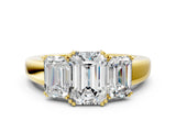 Yellow gold Three-Stone Emerald Cut Diamond Ring with Channel Set Band and Four-Prong Setting_41