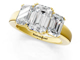 Yellow gold Three-Stone Emerald Cut Diamond Ring with Channel Set Band and Four-Prong Setting_42