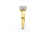 Yellow gold Three-Stone Emerald Cut Diamond Ring with Channel Set Band and Four-Prong Setting_43