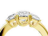 Yellow gold Three-Stone Emerald Cut Diamond Ring with Channel Set Band and Four-Prong Setting_45