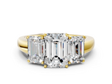 Yellow gold Three-Stone Emerald Cut Diamond Ring with Channel-Set Band and Four-Prong Setting_61