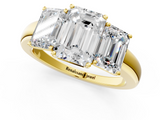 Yellow gold Three-Stone Emerald Cut Diamond Ring with Channel-Set Band and Four-Prong Setting_62