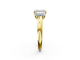 Yellow gold Three-Stone Emerald Cut Diamond Ring with Channel-Set Band and Four-Prong Setting_63