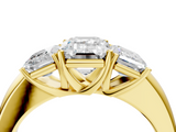 Yellow gold Three-Stone Emerald Cut Diamond Ring with Channel-Set Band and Four-Prong Setting_65