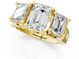 Yellow gold Three-Stone Emerald Cut Diamond Ring with Channel-Set Band and Four-Prong Setting_65