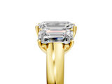 Yellow gold Three-Stone Emerald Cut Diamond Ring with Channel-Set Band and Four-Prong Setting_66