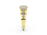 Yellow gold Three-Stone Emerald Cut Diamond Ring with Channel-Set Band and Four-Prong Setting_66