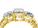 Yellow gold Three-Stone Emerald Cut Diamond Ring with Channel-Set Band and Prong Setting_10
