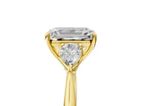 Yellow gold Three-Stone Emerald Cut Diamond Ring with Pear  Side Stones in Four-Prong Setting_31