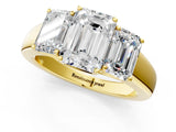 Yellow gold Three-Stone Emerald Cut Diamond Ring with Prong Setting and Classic Band_4
