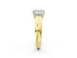 Yellow gold Three-Stone Emerald Cut Diamond Ring with Prong Setting and Classic Band_5