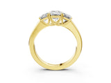 Yellow gold Three-Stone Emerald Cut Diamond Ring with Prong Setting and Classic Band_6