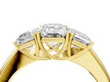 Yellow gold Three-Stone Emerald Cut Diamond Ring with Prong Setting and Classic Band_7