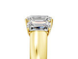 Yellow gold Three-Stone Emerald Cut Diamond Ring with Prong Setting and Classic Band_8