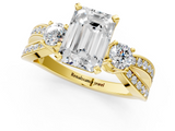 Yellow gold Three-Stone Emerald Cut Diamond Twist Band with Prong Setting_74