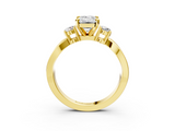 Yellow gold Three-Stone Emerald Cut Diamond Twist Band with Prong Setting_76