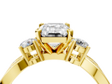 Yellow gold Three-Stone Emerald Cut Diamond Twist Band with Prong Setting_77