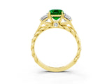 Yellow gold Three-Stone Emerald Cut Emerald Braided Band Ring with Four-Prong Setting_39