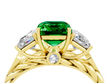 Yellow gold Three-Stone Emerald Cut Emerald Braided Band Ring with Four-Prong Setting_40