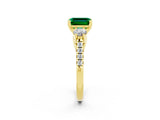 Yellow gold Three-Stone Emerald Cut Emerald Pavé Band with Four-Prong Setting_2