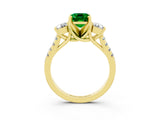 Yellow gold Three-Stone Emerald Cut Emerald Pavé Band with Four-Prong Setting_3