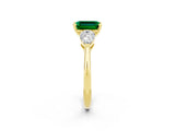 Yellow gold Three-Stone Emerald Cut Emerald Ring with Pear Side Stones and Four-Prong Setting_2