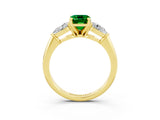 Yellow gold Three-Stone Emerald Cut Emerald Ring with Pear Side Stones and Four-Prong Setting_3