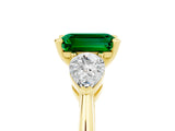 Yellow gold Three-Stone Emerald Cut Emerald Ring with Pear Side Stones and Four-Prong Setting_5
