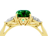 Yellow gold Three-Stone Emerald Cut Emerald Ring with Pear  Side Stones in Four-Prong Setting_16