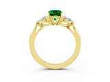 Yellow gold Three-Stone Emerald Cut Emerald Ring with Pear  Side Stones in Four-Prong Setting_39