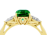 Yellow gold Three-Stone Emerald Cut Emerald Ring with Pear  Side Stones in Four-Prong Setting_40