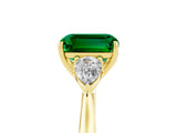 Yellow gold Three-Stone Emerald Cut Emerald Ring with Pear  Side Stones in Four-Prong Setting_41